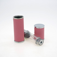 Flacon de parfum vide en verre rose de luxe de 5 ml avec pulvérisateur à pompe, remplissage par le bas et boîte