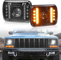 Hi/Lo Led Carré 7x6 Phares DOT Approuver 5x7 Phare Led 5x7 Phare Led Blanc et Ambre Halo Remplace pour H6054 H5054