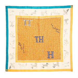 Sciarpa Quadrata 70x70Cm con Design Lettera H e Pony, Accessorio di Moda in Poliestere Multifunzionale - Product Image 1