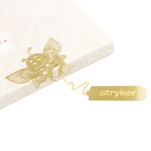 Presentes promocionais de alta qualidade Brass Book Marker Bee Insect Colete Marcador De Metal Decorativo com Pingente