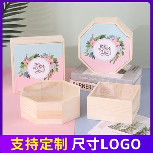 กล่องของขวัญไม้เนื้อแข็งทรงสี่เหลี่ยมผืนผ้า ทำจากไม้สน งานแฮนด์เมด กล่องใส่ของชำร่วยงานแต่งงาน กล่องบรรจุภัณฑ์ของขวัญวันเกิด กล่องของขวัญงานฝีมือ - Product Image 5