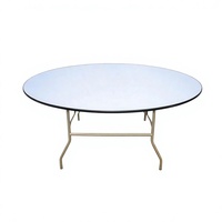 Table à manger ronde pliable moderne en contreplaqué blanc avec pieds en métal pour la maison, l'hôtel, l'extérieur, capacité de 10 personnes, meubles de salle à manger