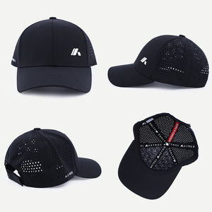 Gorra de Béisbol Deportiva Negra Premium, con Perforaciones Cortadas a Láser, Logotipo de PVC Personalizado, Poliéster, Impermeable, 6 Paneles, Gorra de Golf - Product Image 2