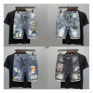 Short en <span class=keywords><strong>jean</strong></span> <span class=keywords><strong>noir</strong></span> <span class=keywords><strong>slim</strong></span> pour <span class=keywords><strong>homme</strong></span>, imprimé, élastique, déchiré, style hip-hop punk, <span class=keywords><strong>jean</strong></span> <span class=keywords><strong>troué</strong></span>, formel, été, respirant - Product Image 2