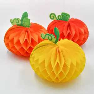 3 Farben Kürbis papier Wabe Halloween Kreative Dekorationen Kindergarten Party Ornament