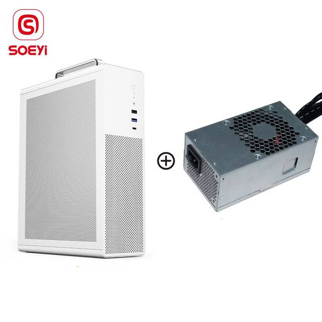 soeyi new slim matx itx small computer casing mid tower micro atx pc case with tfx power supply