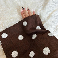 Gaun Muslim Wanita Muslimah Sharut New Turkey EID Modest Dubai Abaya, Bordir Bunga Awan Mewah, Lengan Kimono, Linen, Abaya Terbuka