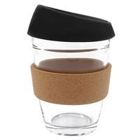 Tasse à eau en verre minimaliste 8oz avec couvercle incliné en silicone, manchon en liège anti-brûlure, cadeau d'affaires, tasse à café en verre, logo personnalisé imprimé