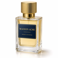 Étiquette autocollante métallique personnalisée pour flacon de parfum rectangulaire arrondi en aluminium bleu marine, directement de l'usine, avec logo personnalisé pour l'emballage.