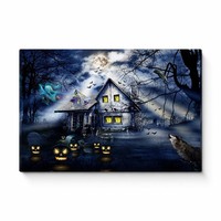Tableau LED Scène Urbaine Nocturne – Décoration Murale Lumineuse pour Salon, Chambre, Cadeau de Noël ou d'Halloween