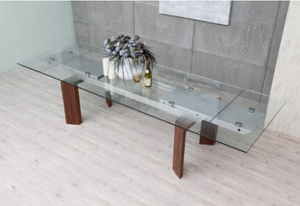 2021 vendita calda tavolo da conferenza grande tavolo di vetro allungabile <span class=keywords><strong>noce</strong></span> e vetro tavolo da pranzo <span class=keywords><strong>in</strong></span> legno massello - Product Image 5
