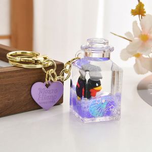 Porte-clés à liquide en mouvement, motif vie marine mignonne, bouteille de sable mouvant, pour sacs et voitures, breloque, pendentif, cadeaux - Product Image 5