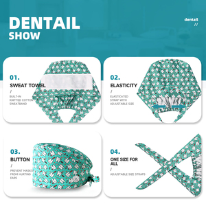 Motif <span class=keywords><strong>de</strong></span> soutien imprimé personnalisé 100% pur coton motif <span class=keywords><strong>de</strong></span> dent respirante bonnet <span class=keywords><strong>de</strong></span> gommage dentaire chapeaux <span class=keywords><strong>de</strong></span> gommage pour les dentistes - Product Image 6