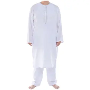 High Neck Jubba White Arabia Thobe Muslim dress India Mens Robe Dress jakarta muslim dress