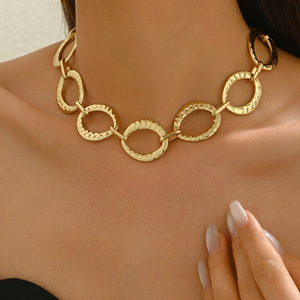 Geometric Circular <b>Ring</b> Zinc Alloy <b>Necklace</b> For Party Fashion Chains - Product Image 1