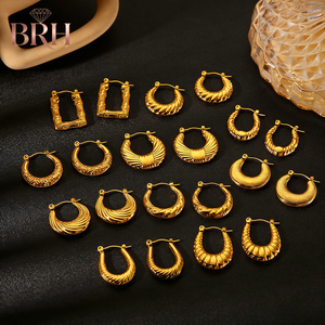 أفضل أقراط دائرية مطلية بالذهب عيار 18 قيراط، أقراط دائرية من الفولاذ المقاوم للصدأ - Product Image 1