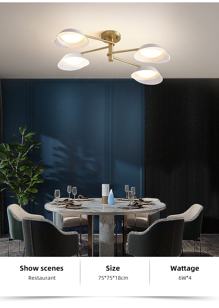Modern Nordic Style 8 Lights Charataristic Acrylic PMMA Copper Frame Chandeliers Pendant Lights
