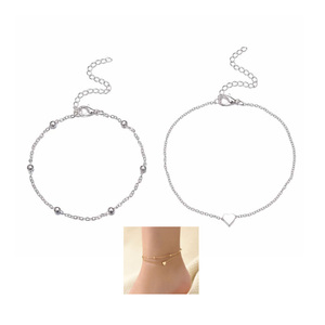 <span class=keywords><strong>Cavigliera</strong></span> Semplice a Cuore in <span class=keywords><strong>Argento</strong></span> e Oro per <span class=keywords><strong>Donna</strong></span>, Gioiello per il Piede in Vendita - Product Image 6