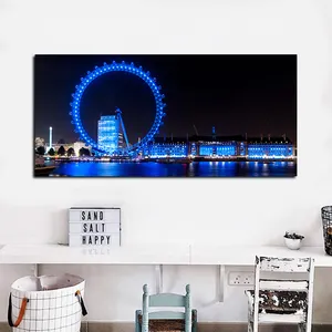 Wall Decor Printing Home Decoration Light Up Canvas Night Scene Ferris Wheel Modern Prints Light Wall Painting Led