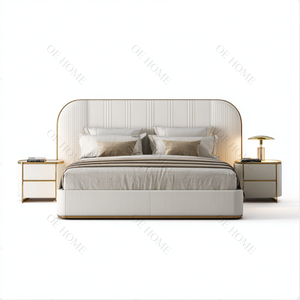 Minimalismo moderno Muebles de dormitorio de alta calidad Cama suave de cuero Marco de cama de madera maciza Cama doble tamaño King - Product Image 4
