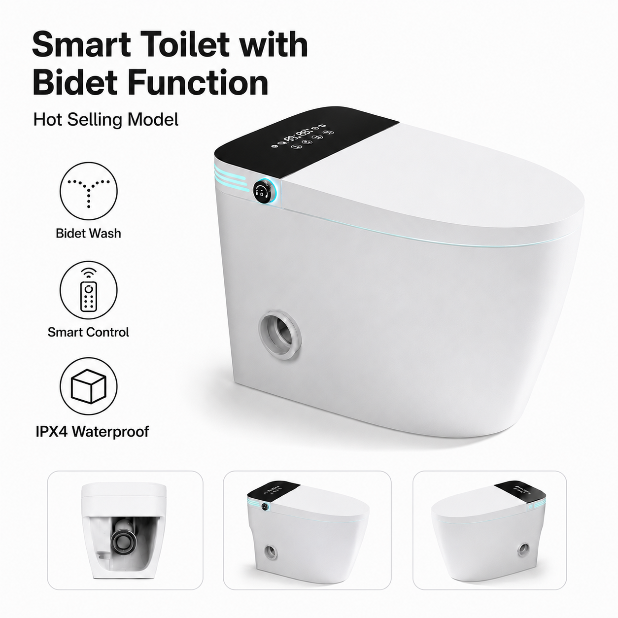 Factory Wholesale Smart Toilet WC Square Remote Control Auto Flush Heated Seat Bidet One Piece Electric Bidet Smart Toilet · image 2