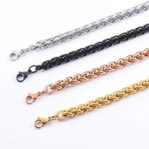 Collier classique en acier inoxydable, chaîne à maillons en forme de blé pour femmes et hommes, collier ras du cou, accessoires de fabrication de bijoux à la mode, DIY - Product Image 2