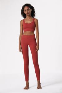 Athletic Nylon <strong>Red</strong> Yoga Leggings With Pocket Bodybuilding Women Nude Feel Sports Pants Jogging Elastic Gym <strong>Tights</strong> - Product Image 3