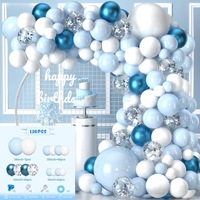 Kit d'arche de ballons bleus, argentés et blancs en forme de flocon de neige pour la décoration de fêtes de naissance, anniversaires, remises de diplômes et de vacances