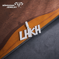 Pendentif personnalisé en argent S925 avec lettre LHKH, bijoux de mode tendance hip-hop, ornements personnalisés, charme glacé, cadeau pour homme
