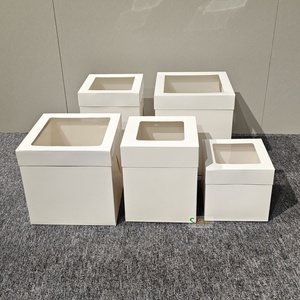 Square 12X12X8 Cake Paper Box Tall Cake <b>Boxes</b> With Window Wedding Cake Box - Product Image 2