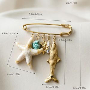 QS 크로스보더 신상품 오션 스타일 핸드메이드 <span class=keywords><strong>DIY</strong></span> 펜던트 브로치 유니섹스 오리지널 스타일리쉬 스테인리스 스틸 빅 브로치 여성용 - Product Image 2