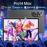 Tablet Gaming Pintar Sidik Jari Baru Pro14 Max 10.1" 3GB RAM 64GB Penyimpanan Dual SIM Wi-Fi GSM Android 8.1 Pengenal Wajah
