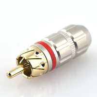 Connecteur RCA mâle plaqué or de type turbine, boîtier tout cuivre, pince à fil en laiton, connecteur audio DIY à souder, 12V 3A 5000 cycles