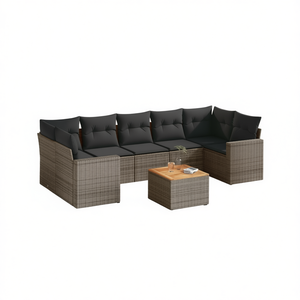 Conjunto de Sofás de Jardín de Ratán Moderno, 6 Plazas, Muebles de Exterior Resistentes a la Intemperie, Seccionales de Mimbre con Mesa de Centro - Product Image 1