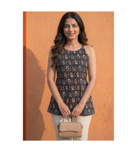 Women Cotton <b>Kurti</b> with Ethnic Motifs Printed Stylish Summer Ethnic Top Comfortable Daily Wear Traditional Tunic Wholesale - Product Image 4