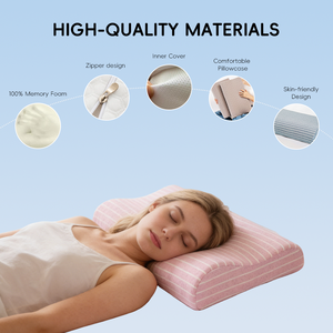 YUE RISE – <span class=keywords><strong>Oreiller</strong></span> en mousse à mémoire de forme de type B, en tissu polyester tricoté rayé, avec logo personnalisé, améliore la posture et le sommeil, prévient les douleurs <span class=keywords><strong>cervicales</strong></span> - Product Image 3