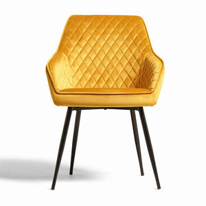 Fauteuil moderne rembourré en diamant blanc Fauteuil de cuisine vintage en velours doux PU noir Pieds matelassés Chaises de salle à manger scandinaves - Product Image 2