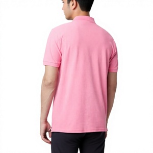 Men's <b>Pink</b> Short Sleeve <b>Polo</b> <b>Shirt</b> Solid Color Cotton Pique Casual Wear Button Front Regular Fit Knitted Design - Product Image 3