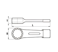 Clé à douille à chocs robuste de type allemand TD1201D, clé à anneau à chocs de 1-9/16" à 1-7/8" pour travaux industriels de boulonnage