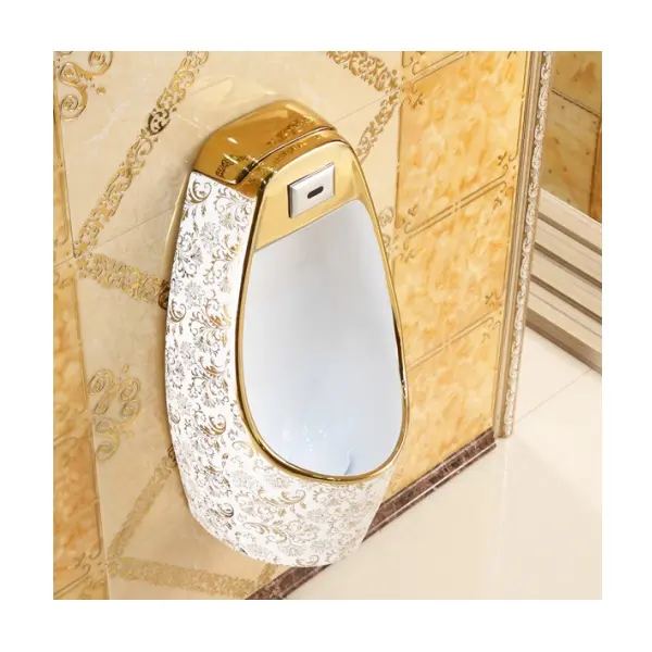 KD-17GUC 수제 금도금 욕실 제품 벽걸이 형 세라믹 센서 소변기 하이 퀄리티 골든 디자인 남성 스탠드 화장실