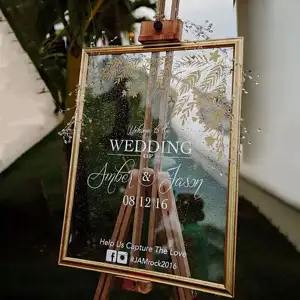 Placa acrílica para casamento, suporte de placa de acrílico para recepção de casamento, aniversário, eventos, banquetes, decoração de festas, placa de fundo, sinal de boas-vindas