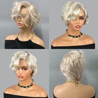 Perruque grise tendance 2026 en cheveux vierges, style court, densité 180%, résistante à la chaleur, teintable, 6 pouces de long