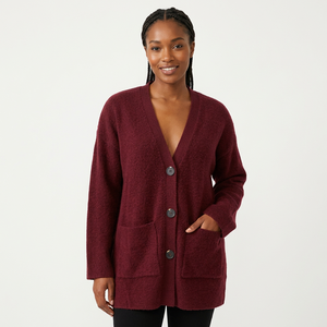 Cárdigan de punto transpirable con cuello redondo y botones para mujer - Estilo casual (para búsquedas por características que se enfocan en el escote) - Product Image 1