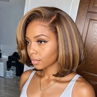 Perruque Pixie Bob en Cheveux Humains Brésiliens 100% Naturels, Densité 200%, HD Sans Colle, Lace Frontale 13*4, Courte pour Femme, Prix d'Usine, Vente en Gros