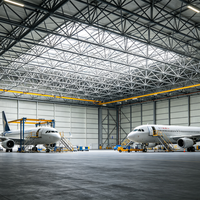 Hangar d'avion et atelier en structure spatio-framboisière en acier léger et acier au carbone SAFS - Vente chaude