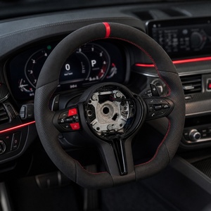 Volante Deportivo <span class=keywords><strong>de</strong></span> Alcántara con Detalles Rojos Estilo M para BMW F10 F15 F36 F01 F20 F22 F25, con Franja Superior Roja y Controles Multifunción - Product Image 1