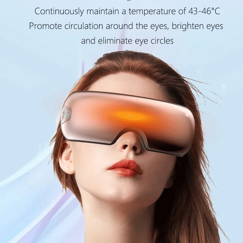 2024 Novos produtos Massageador de olhos com visualização 3D com compressão térmica sem fio 3 Modo de massagem Massageador de olhos inteligente com música