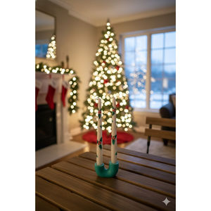 Hand-Painted Floral Taper <b>Candles</b>-WAXWARE Material Modern Balcony & Home Dcor (Set of 2) for Valentine's Day & <b>Birthdays</b> - Product Image 1