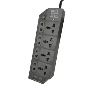 Penjualan Laris India 8 Cara Colokan Eu Hitam Outlet Elektrik Universal Multi Saklar Papan Ekstensi Kabel Power Strip untuk Meja Kantor