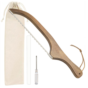 Couteau à <span class=keywords><strong>pain</strong></span> manuel en acier inoxydable avec lame en forme d'arc pour <span class=keywords><strong>pain</strong></span> fait maison, <span class=keywords><strong>pain</strong></span> au levain, bagels, baguettes, manche en bois d'acacia - Product Image 1